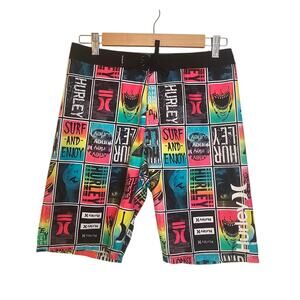 Hurley Kids Surf & Enjoy Graphic Pop Art Mosaic Print Boardshort Swim Trunks